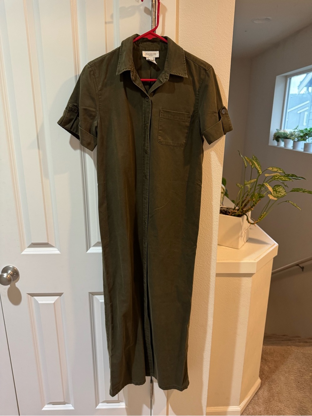 Vintage Jones New York Sport Olive Green Shirt Dress